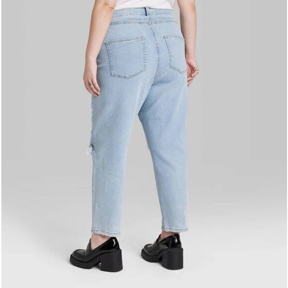 WILD FABLE Super High-Rise Curvy Tapered Denim Jean Distressed Womens Size 2 NWT - Picture 2 of 11